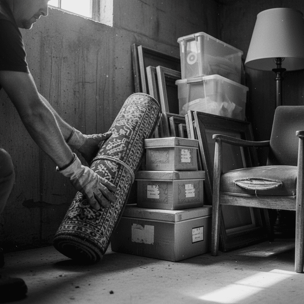 Basement cleaning - storage area filled with accumulated items